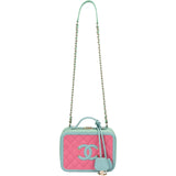 Chanel Quilted Caviar Leather Filigree Vanity Case Crossbody Bag