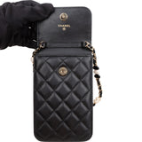 Chanel Quilted Lambskin Flap Phone Holder Crossbody Bag