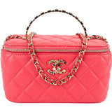 Chanel Quilted Lambskin Crystal Emblem CC Vanity Case Crossbody Bag