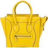 Celine Yellow Drummed Calfskin Luggage Handbag