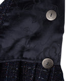 Chanel Navy Tweed Pleated Belt Button Fringed Flared Jacket V34308 (FR 38 / DE 36)