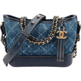 Chanel Stitch Print Denim Small Gabrielle Hobo Crossbody Bag