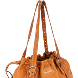 Miu Miu Grained Leather Drawstring Tote Shoulder Bag