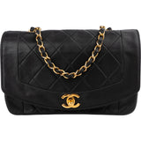 Chanel Quilted Lambskin 24K Gold Diana Small Single Flap Crossbody Bag