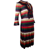 Gucci Multicolor Striped Glitter Cardigan GG Pearl Buttons Dress Costume Set (M)