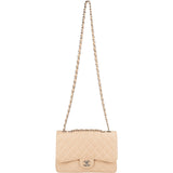 Chanel Quilted Caviar Leather Palladium Jumbo Single Flap Crossbody Bag