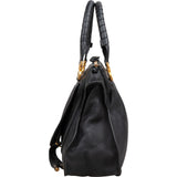 Chloé Black Grained Calfskin Marcie Satchel Handbag