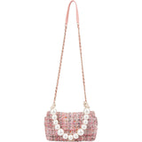 Chanel Tweed Pearl Handle Single Flap Crossbody Bag