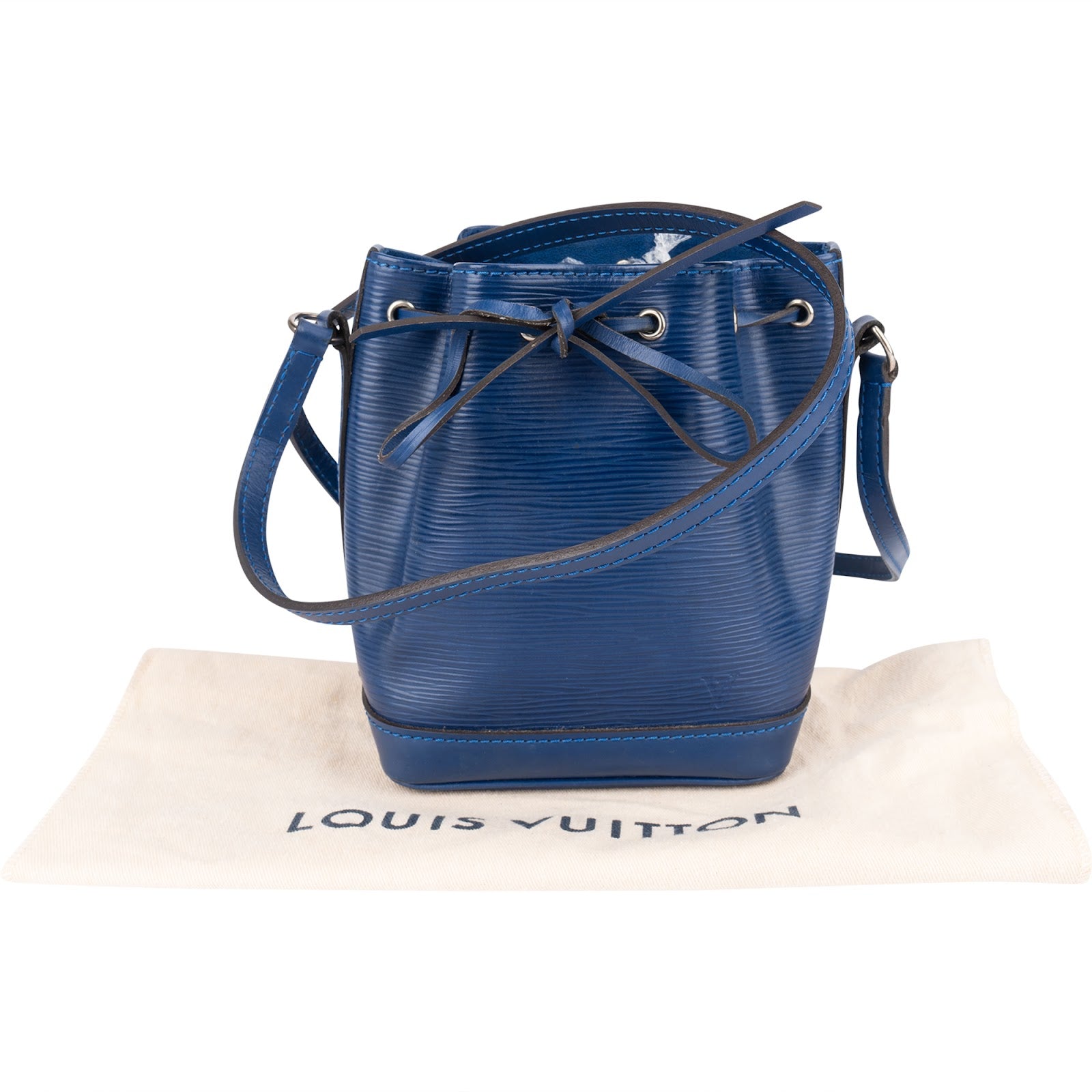 [🔄️B24 / F10] Louis Vuitton Blue Epi Leather Sac Noé Petit Crossbody Bag - vintageandkickz