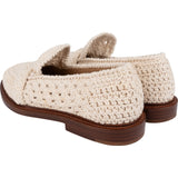 Chloé Brown Leather Cream Crochet Cotton Loafers Shoes (36,5)