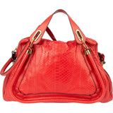 Chloé Red Python Leather Paraty Shoulder Bag