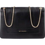 Bvlgari Black Leather Serpenti Forever Flap Shoulder Bag