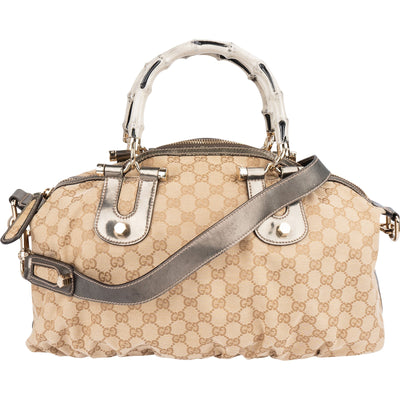 Gucci Monogram GG Bamboo Top Handle Handbag