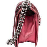 Chanel Quilted Patent Leather Medium Boy Single Flap Crossbody Bag