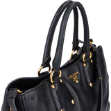Prada Black Vitello Daino Leather Large Tote Handbag