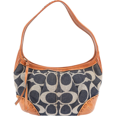 Coach Monogram Signature Denim and Leather Ergo Shoulder Bag
