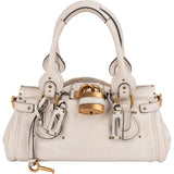 Chloé White Grained Leather Paddington Handbag