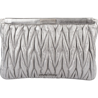 Miu Miu Metallic Matelassé Nappa Leather Clutch