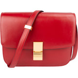 Céline Red Calfskin Classic Box Medium Crossbody Bag