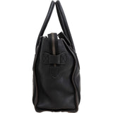 Céline Black Grained Leather Luggage Handbag