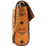 MCM Monogram Patricia Visetos Studded Heart Wallet On Chain Crossbody Bag