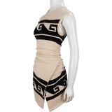 Isabel Marant Cream Wool Aztek Pattern Sleeveless Ruched Top Mini Dress (36)