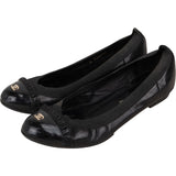 Chanel Leather Fringed Patent Cap Toe CC  Elastic Ballerina Flats (35)