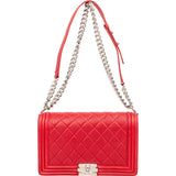 Chanel Quilted Perforated Leather Large Boy Single Flap Crossbody Bag