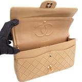 Chanel Quilted Lambskin Medium 24K Gold Double Flap Shoulder Bag