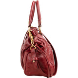 Miu Miu Vitello Lux Leather Gathered Satchel Handbag