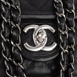 Chanel Quilted Caviar Leather Palladium Front Pocket Single Flap Shoulder Bag
