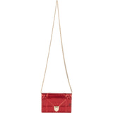 Christian Dior Metallic Perforated Patent Leather Diorama Crossbody Bag