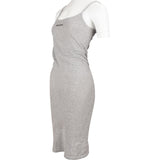 Miu Miu Grey Ribbed-Knit Cotton Emblem Sleeveless Top Dress (M-L)