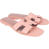 Hermès Pink Exotic Leather Ostrich Oran Sandals (38,5)
