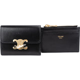 Celine Black Leather Small Triomphe Clip Card Holder Wallet