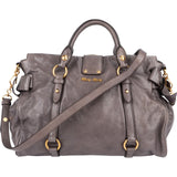 Miu Miu Vitello Lux Bow City Satchel Handbag