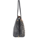 MCM Monogram Visetos Diagonal Studded Liz Shopper Shoulder Bag