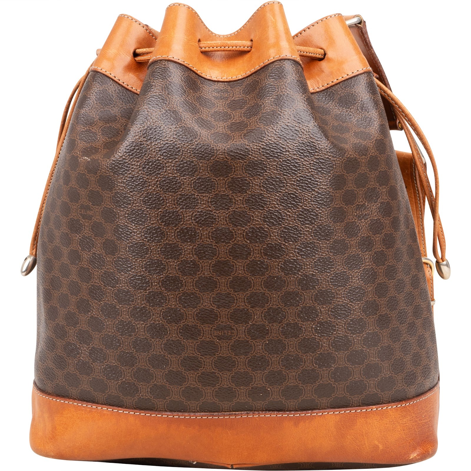 Celine Macadam Canvas Drawstring Bucket Shoulder Bag - vintageandkickz