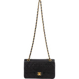 Chanel Quilted Lambskin Small 24K Gold Double Flap Shoulder Bag