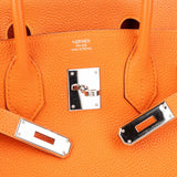 Hermès Orange H Taurillon Clemence Leather Palladium Birkin 30 Handbag