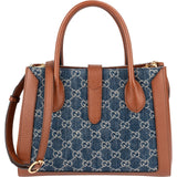 Gucci Monogram GG Denim Jackie 1961 Tote Crossbody Handbag