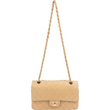 Chanel Quilted Lambskin Medium 24K Gold Double Flap Shoulder Bag