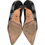 Christian Dior Black & White J'Adior Plaid Tartan Fabric Kitten Heel Pumps (34,5)