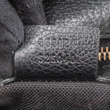 Gucci Black Grained Leather Bamboo Top Handle Boston Handbag
