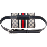 Gucci Blue Leather Monogram GG Supreme Web Belt Crossbody Bag
