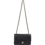 Chanel Quilted Caviar Leather Gold Jumbo Double Flap Crossbody Bag