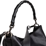 Gucci Black Leather Bamboo Hobo Shoulder Bag