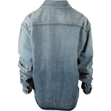 Saint Laurent Blue Denim Button Up Long Sleeves Shirt Womens Jacket Cassandre (XXL)