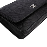 Chanel Camellia Embossed Lambskin Wallet On Chain Crossbody Bag