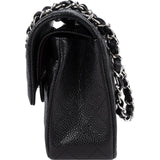 Chanel Quilted Caviar Leather Palladium Small Double Flap Shoulder Bag